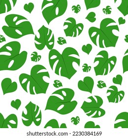 Seamless Tropical Leaves Monstera pattern on white background. background with Leaves Monstera. flat vector illustration
