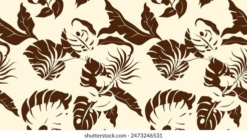 Seamless tropical leaves pattern. Abstract leaves pattern