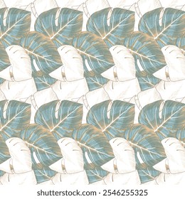 seamless tropical leaves pattern design art work.