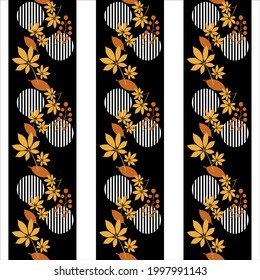 Seamless tropical leaves pattern on a black background. EPS10 Illustration.