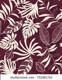 Seamless Tropical Leaves Pattern in Vector