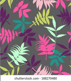 Seamless Tropical Leaves Vector Pattern Background