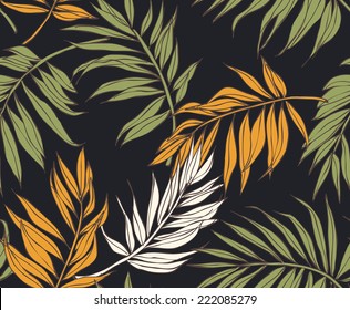 seamless tropical leaves vector patterns