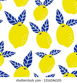 Seamless tropical lemon fruit pattern