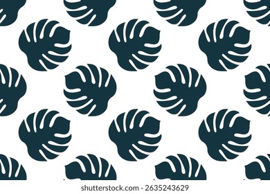 Seamless tropical monstera leaf pattern on transparent background. Ideal for summer textile, wrapping paper, and modern design projects.

