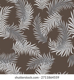 Dibujo a mano de Vector de fondo de hoja de palma tropical sin costura. Diseño para la moda, la tela, el Fondo de pantalla, los textiles y más.