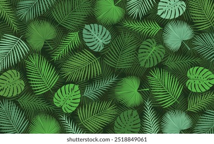 Seamless Tropical Palm Leaf Pattern vector illustration