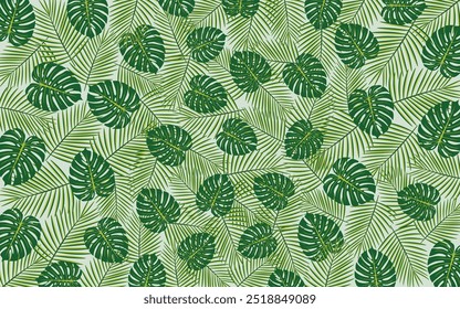 Seamless Tropical Palm Leaf Pattern vector illustration