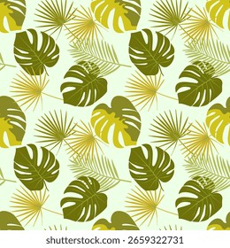 Padrão de folha de palmeira tropical sem costura. Textura de camuflagem abstrata. Ilustração vetorial