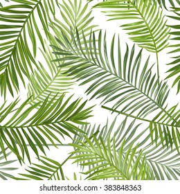 Seamless Tropical Palm Leaves Background - for design, scrapbook - in vector