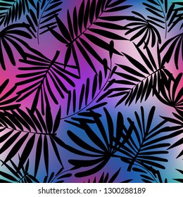 Seamless tropical palms pattern. Exotic. Green colors. Background for fashion, interior, stationery, web
