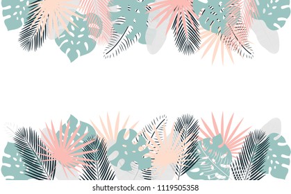 Seamless tropical pattern. Background with exotic liaves. Vector illustration.