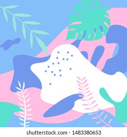 Seamless Tropical Pattern. Background with Exotic Plants Leaves. Fashion Print .Vector illustration.