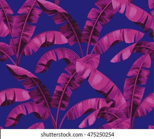 Seamless tropical pattern with banana leaves. Vector illustration.