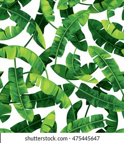 Seamless Tropical Pattern With Banana Leaves. Vector Illustration.