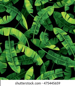 Seamless tropical pattern with banana leaves. Vector illustration.