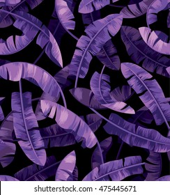 Seamless tropical pattern with banana leaves. Vector illustration.