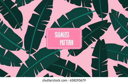 Seamless tropical pattern with banana leaves.