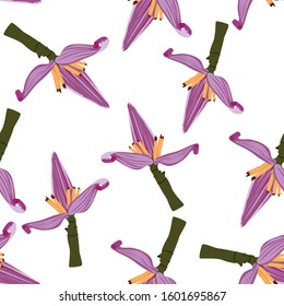 Seamless tropical pattern with banana palms flowers. Vector illustration.
