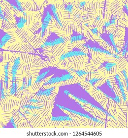 Seamless tropical pattern. Beautiful exotic abstract allover design. Palm leaves of different shapes for fashion, interior, stationery, web.