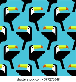 Seamless tropical pattern with birds. Vector.