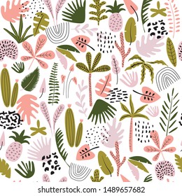 Seamless tropical pattern in cartoon style
