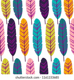 Seamless tropical pattern with color leaves . Vivid herbal design with plants as texture, fabric, clothes. Vector illustration