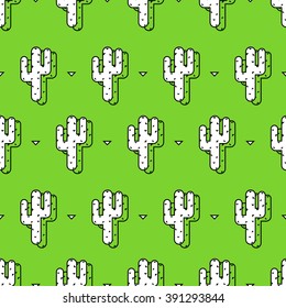 Seamless tropical pattern of desert flowers. Vector succulent and cactus illustration. Wallpaper with plants. 