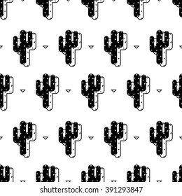 Seamless tropical pattern of desert flowers. Vector succulent and cactus illustration. Wallpaper with plants. 