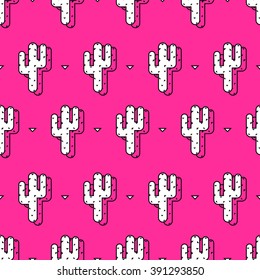 Seamless tropical pattern of desert flowers. Vector succulent and cactus illustration. Wallpaper with plants. 