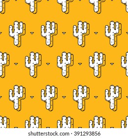 Seamless tropical pattern of desert flowers. Vector succulent and cactus illustration. Wallpaper with plants. 