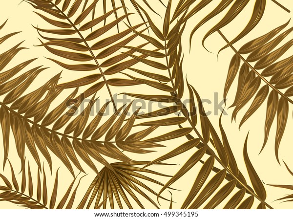 Seamless tropical pattern, exotic background with palm tree branches, leaves,