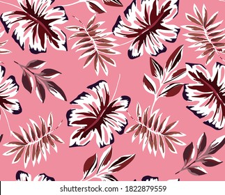 Seamless tropical pattern, floral print.