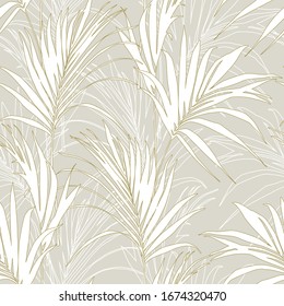 Seamless tropical pattern with graphic leaves.  Abstract background texture.