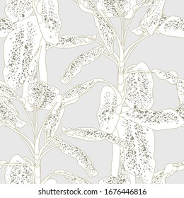 Seamless tropical pattern with graphic leaves.  Abstract background texture.