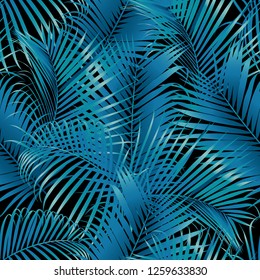 Seamless tropical pattern green palm leaves abstract background.Vector illustration drawing.