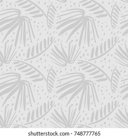Seamless tropical pattern with hand drawn palm leaves 