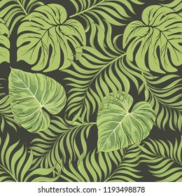 Seamless tropical pattern with jungle leaves. Trendy summer background.
