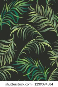 Seamless tropical pattern with jungle leaves. Trendy summer background.