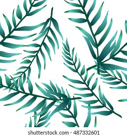 Seamless tropical pattern. Jungle palm leaves
