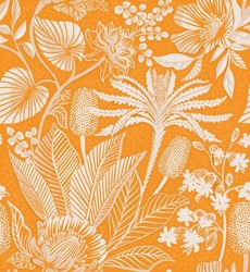 Seamless Tropical Pattern. Lacy Pattern Of Palm Trees On An Orange Background. Papercut Pattern. 