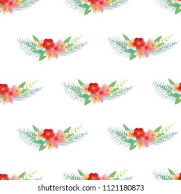 seamless tropical pattern with leafs and flowers
