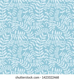 Seamless tropical pattern of leaves and branches.  Monochrome  bright vector illustration in graphic style for your design.