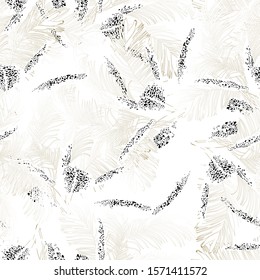 Seamless tropical pattern with  leaves.  Graphic vector background.