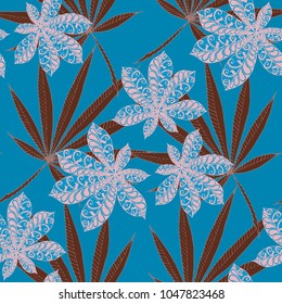 Seamless Tropical Pattern With Leaves of Palm Trees in Black and White. Hand Drawn Jungle Texture In Zentangle Style. Ornate Seamless Background for Print, Interior, Wallpaper, Swimwear. Vector.