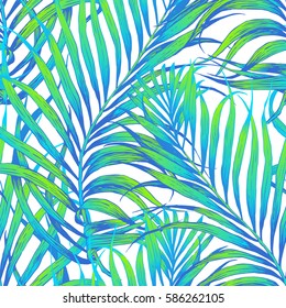 Patrón tropical sin problemas. Deja la ilustración de la palmera. Gráficos modernos.