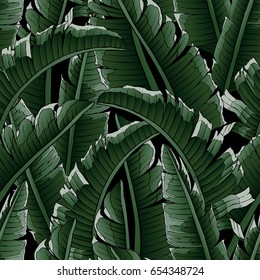 Patrón tropical sin problemas. Deja la ilustración de la palmera. Gráficos modernos.