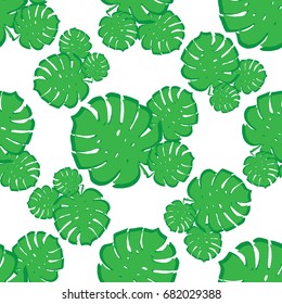 Seamless tropical pattern. The leaves of tropical plants, mystery, vines.Pattern on white background
