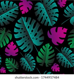 Seamless tropical pattern. Monstera Leaves 