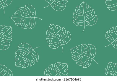 Seamless tropical pattern with monstera leaves vector background. Perfect for wallpapers, pattern fills, web page backgrounds, surface textures, textile